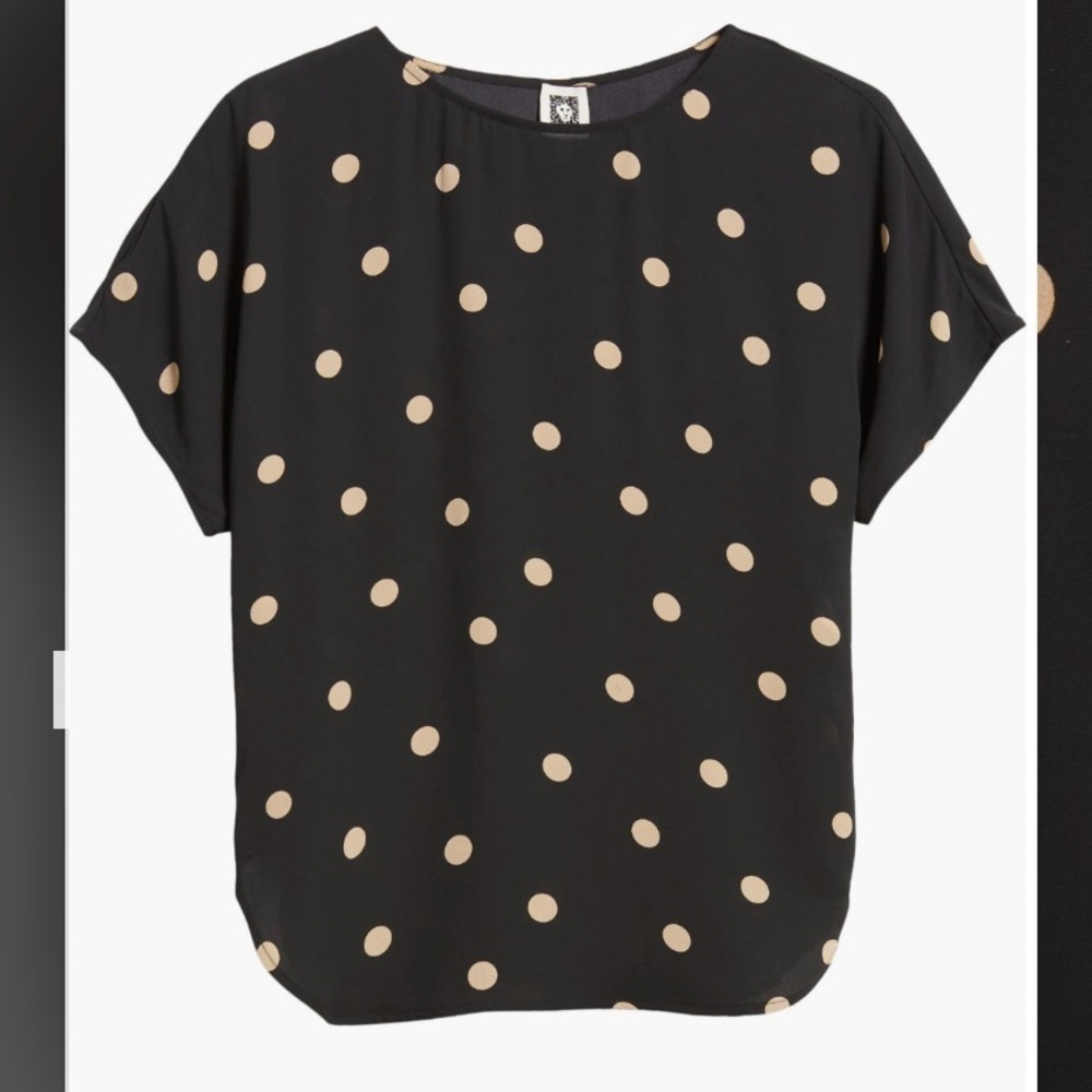 Anne Klein Polka Dot Blouse in Anne Black / Latte Size XS - Picture 6 of 11